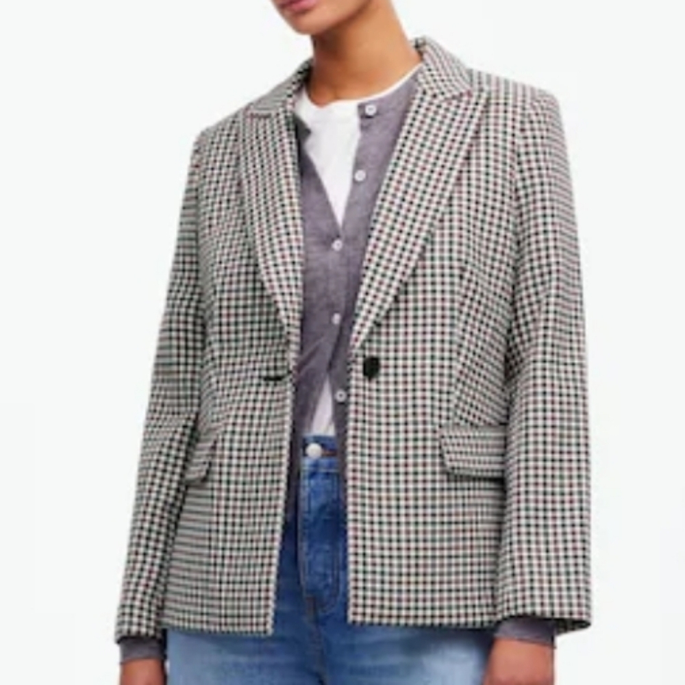 NEW! MADEWELL Alston Gingham Wool Blend Twill Slim Fit Tailored Blazer 12. - Picture 5 of 14